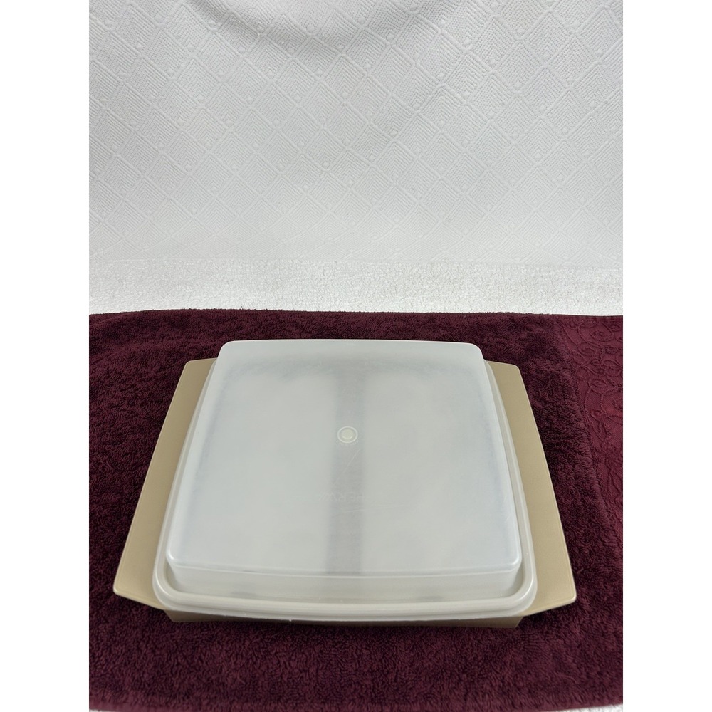 Vtg Tupperware Deviled Egg Keeper Carrier Container w/Trays Tan Snap Lid VGUC